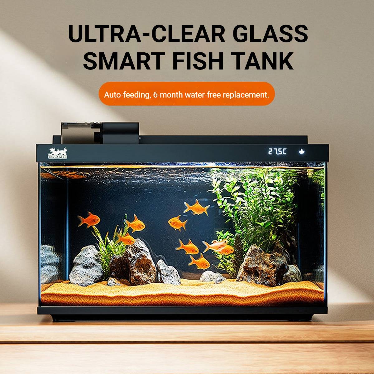 Smart Fish Tank With Filtration And LED Display