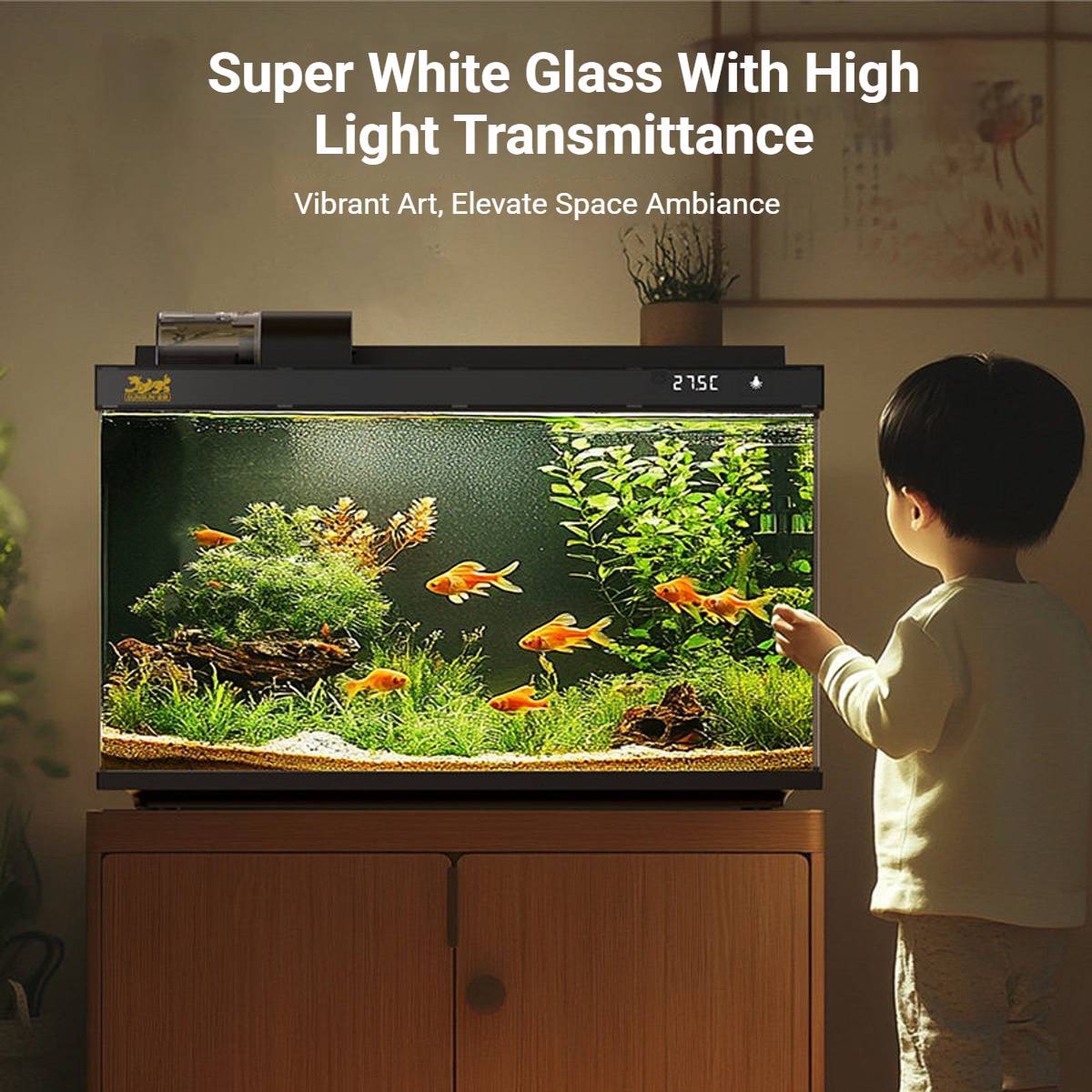 Smart Fish Tank With Filtration And LED Display