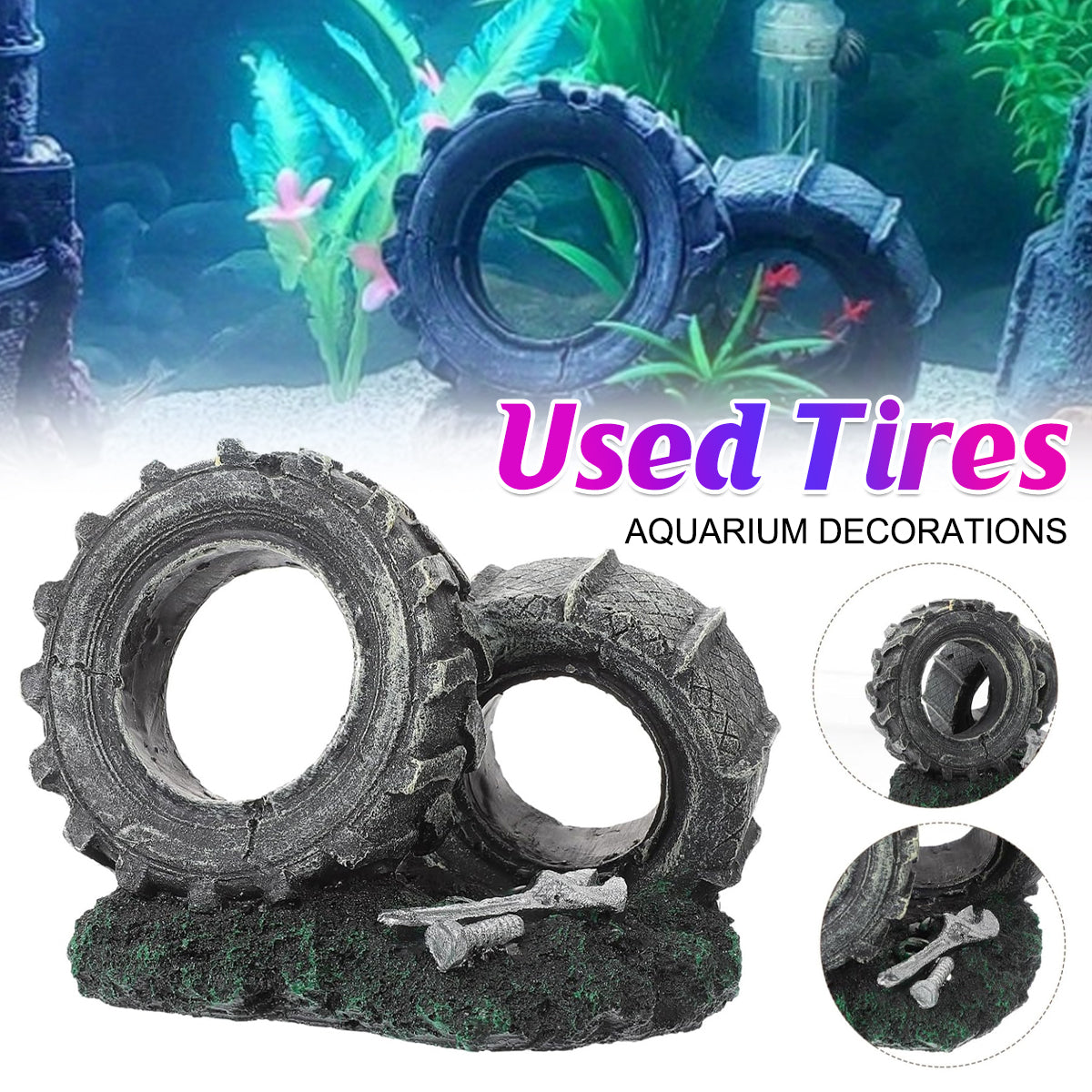 Resin Double Tire Aquarium Ornament