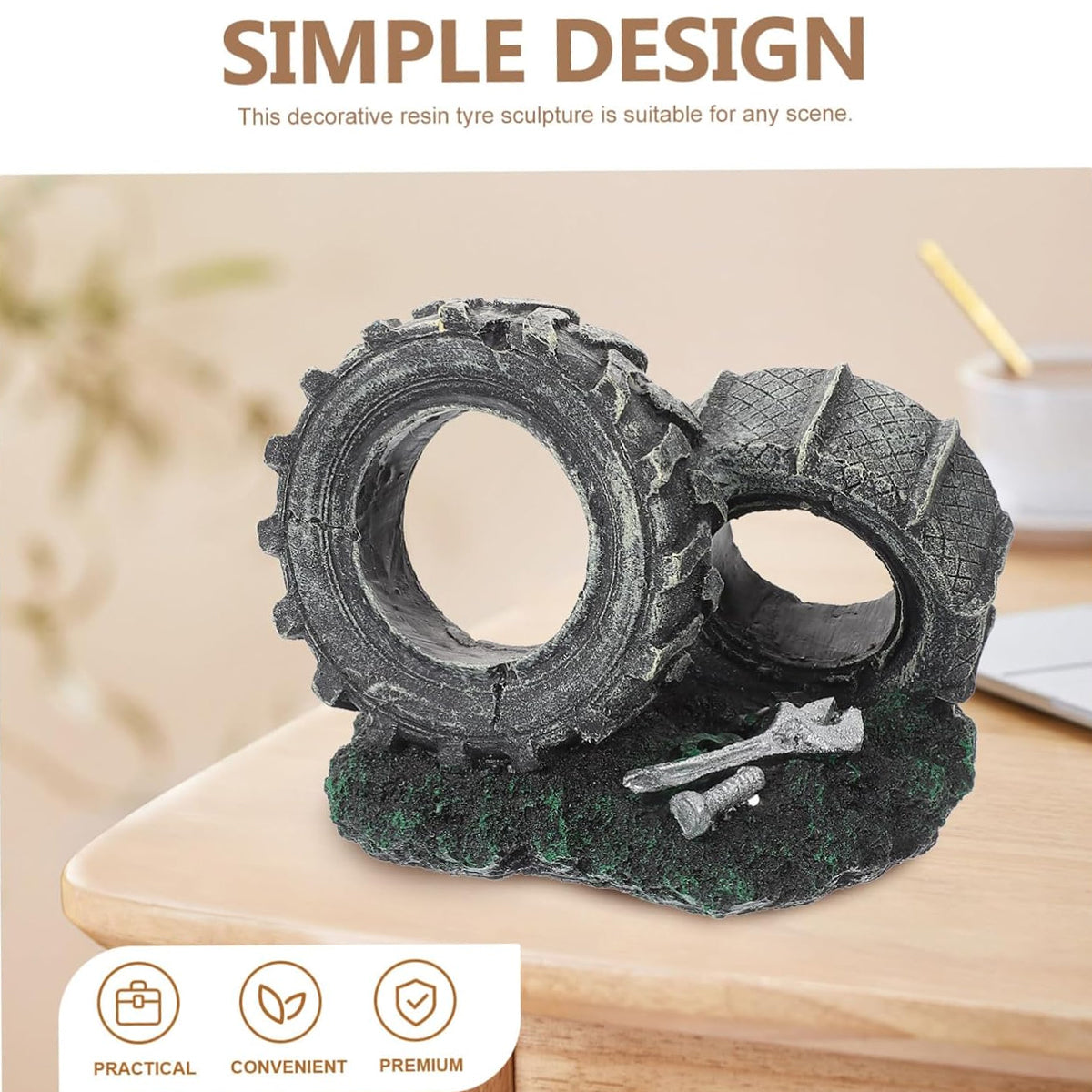 Resin Double Tire Aquarium Ornament