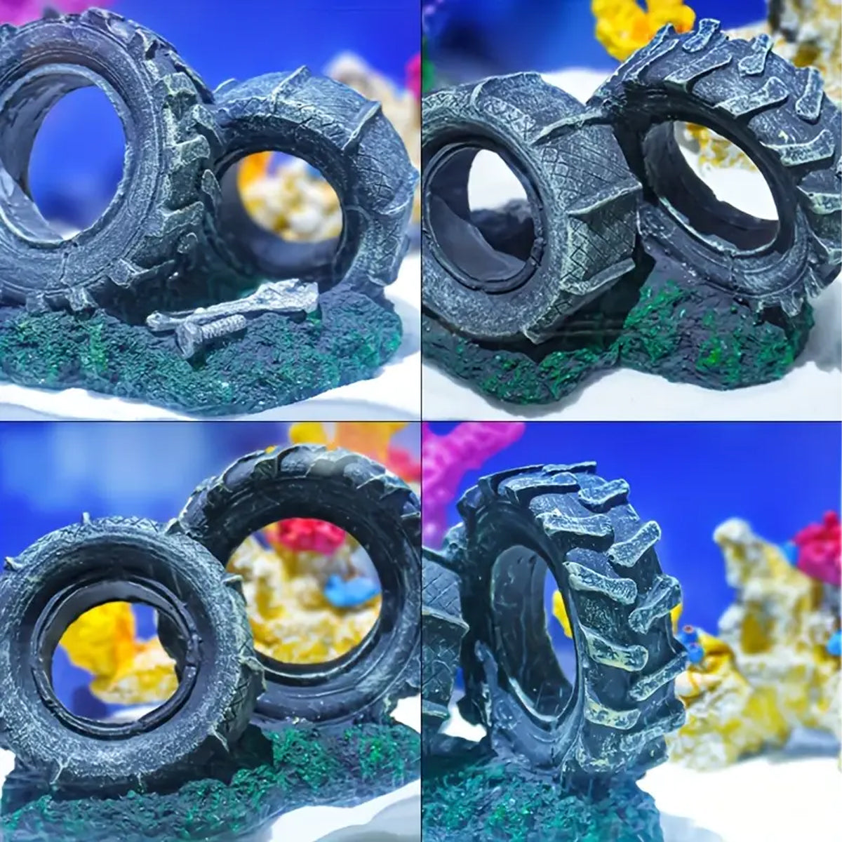 Resin Double Tire Aquarium Ornament