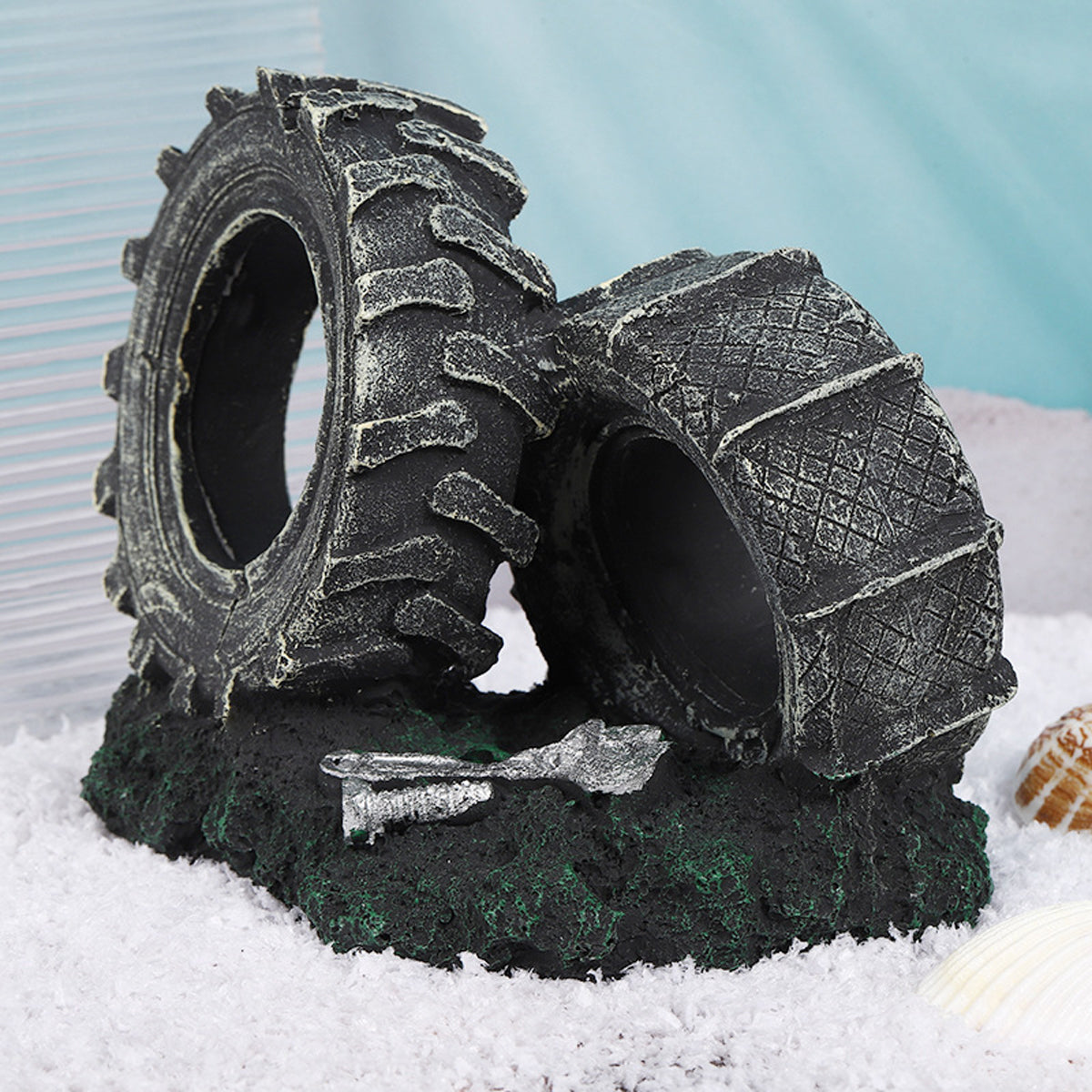 Resin Double Tire Aquarium Ornament