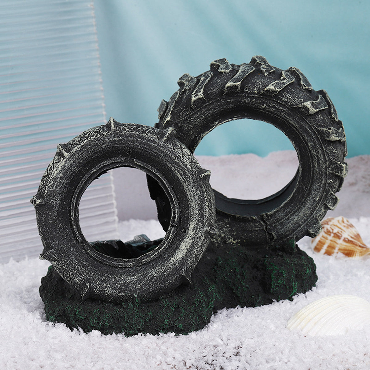 Resin Double Tire Aquarium Ornament