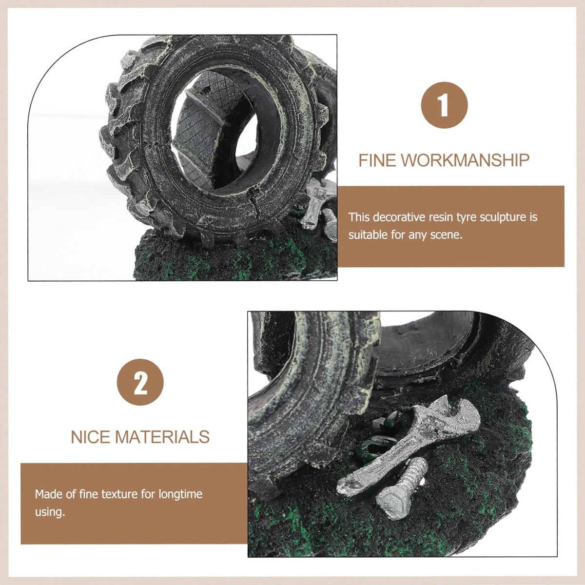 Resin Double Tire Aquarium Ornament