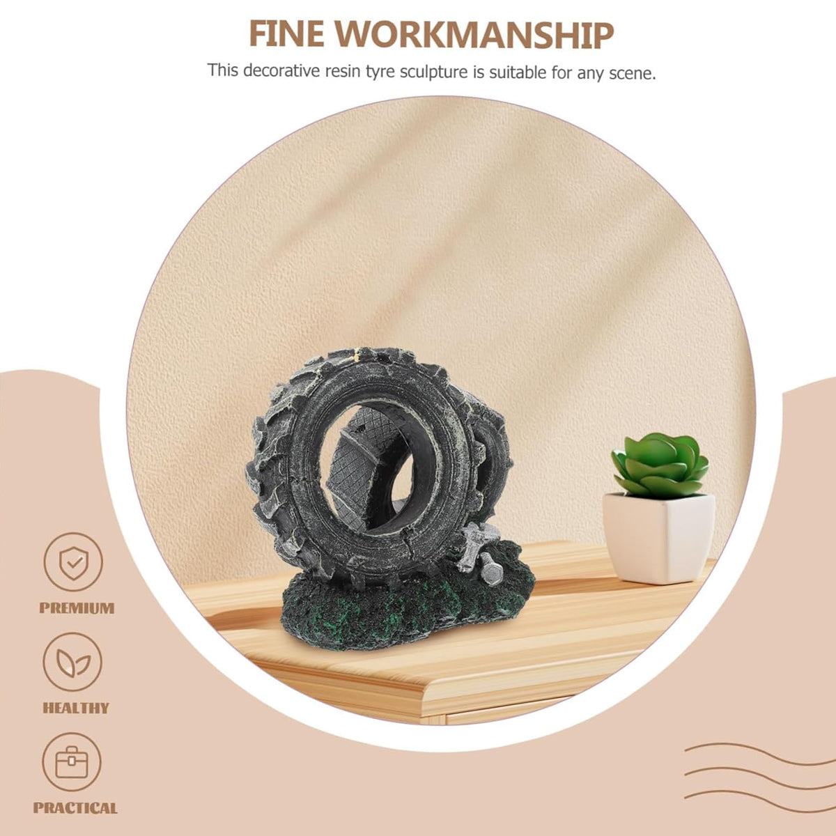 Resin Double Tire Aquarium Ornament