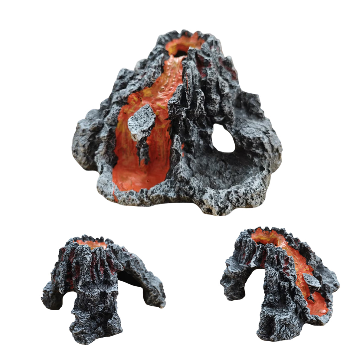 Resin Volcano Aquarium Ornament With Bubble Stone
