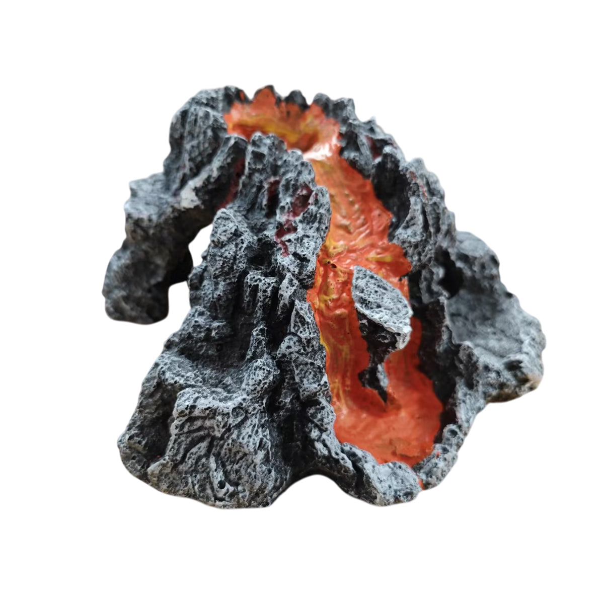 Resin Volcano Aquarium Ornament With Bubble Stone