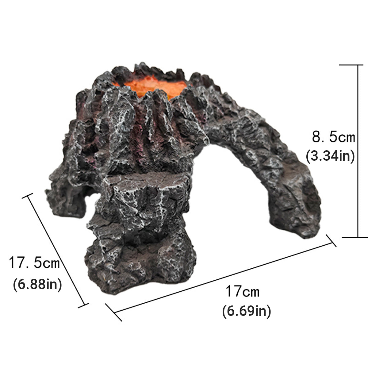 Resin Volcano Aquarium Ornament With Bubble Stone