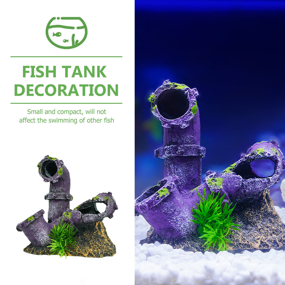 Wastewater Pipe Shaped Aquarium Decoration Resin for Fish Tank Aquascape Decor