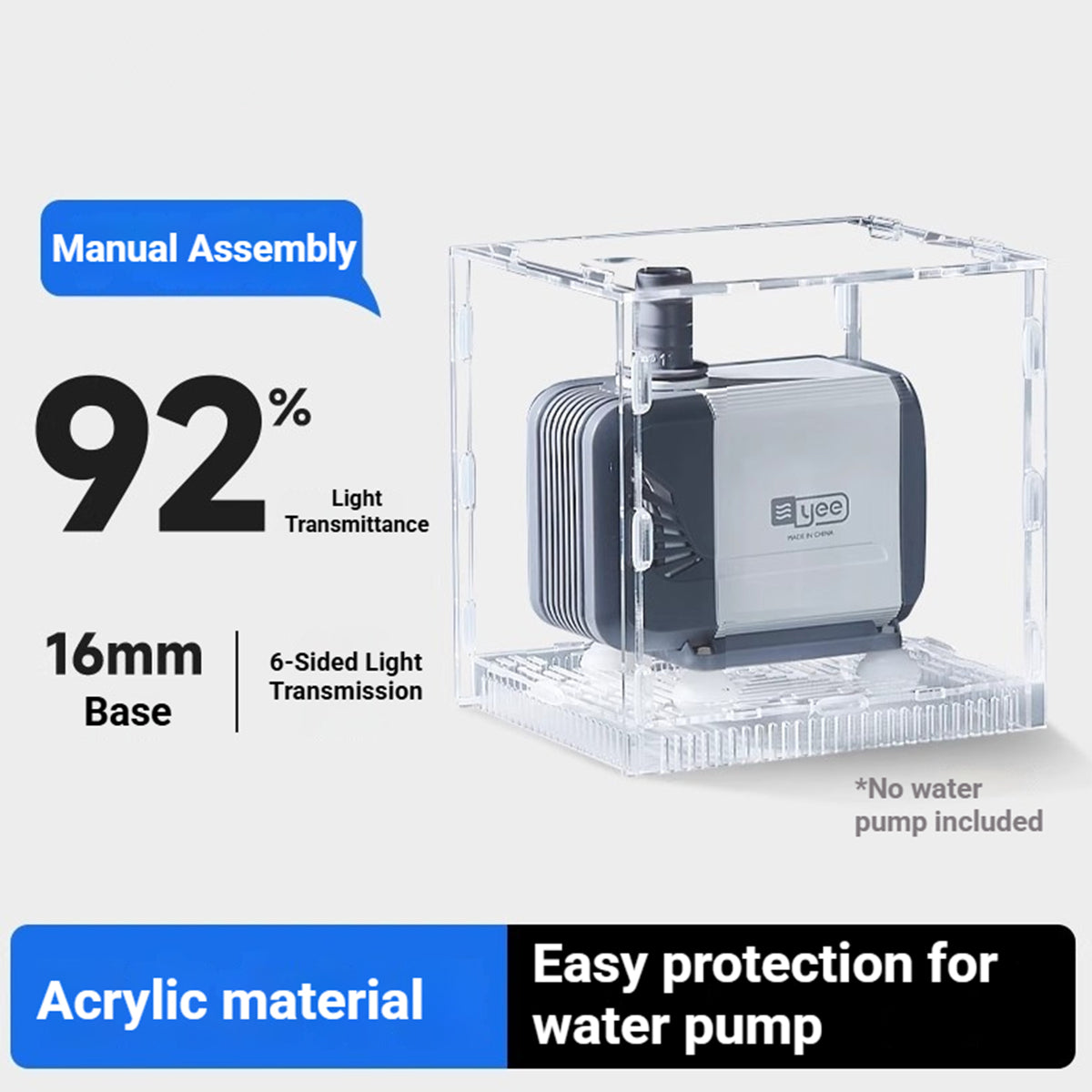 Clear Aquarium Pump Cover Acrylic Anti-Suction Guard