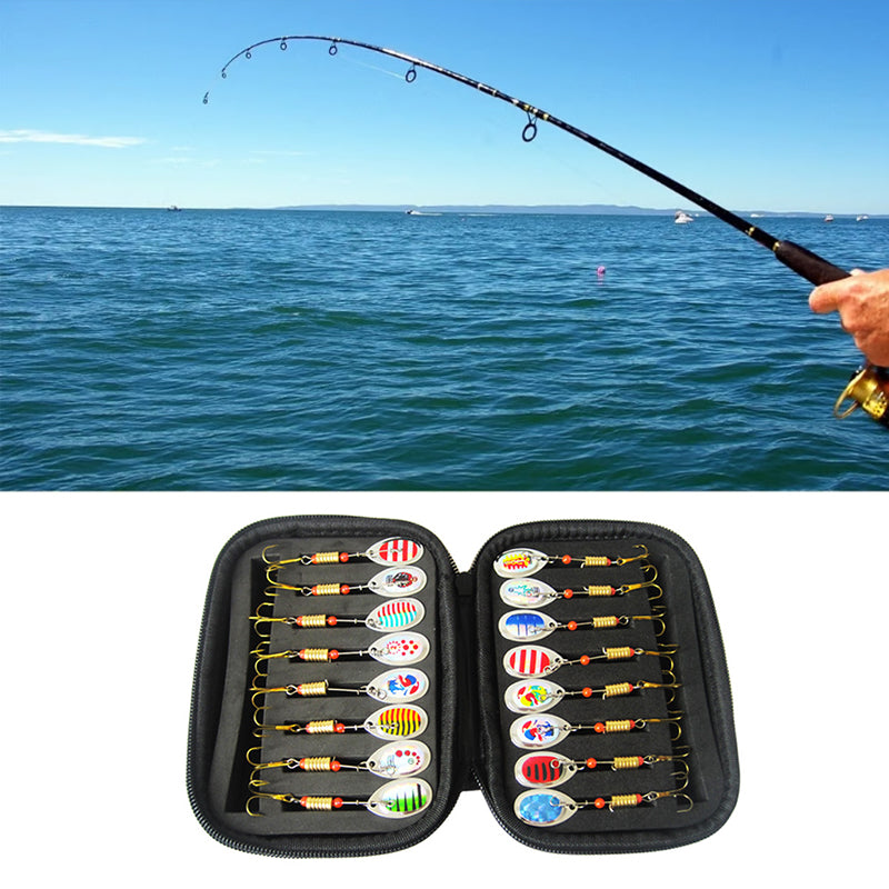 Fishing Lure Spinner Spoon Set 10/16PCS with Tackle Bag