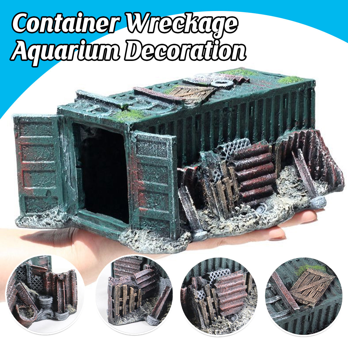 Aquarium Wreckage Container Decoration Resin Fish Tank Ornament