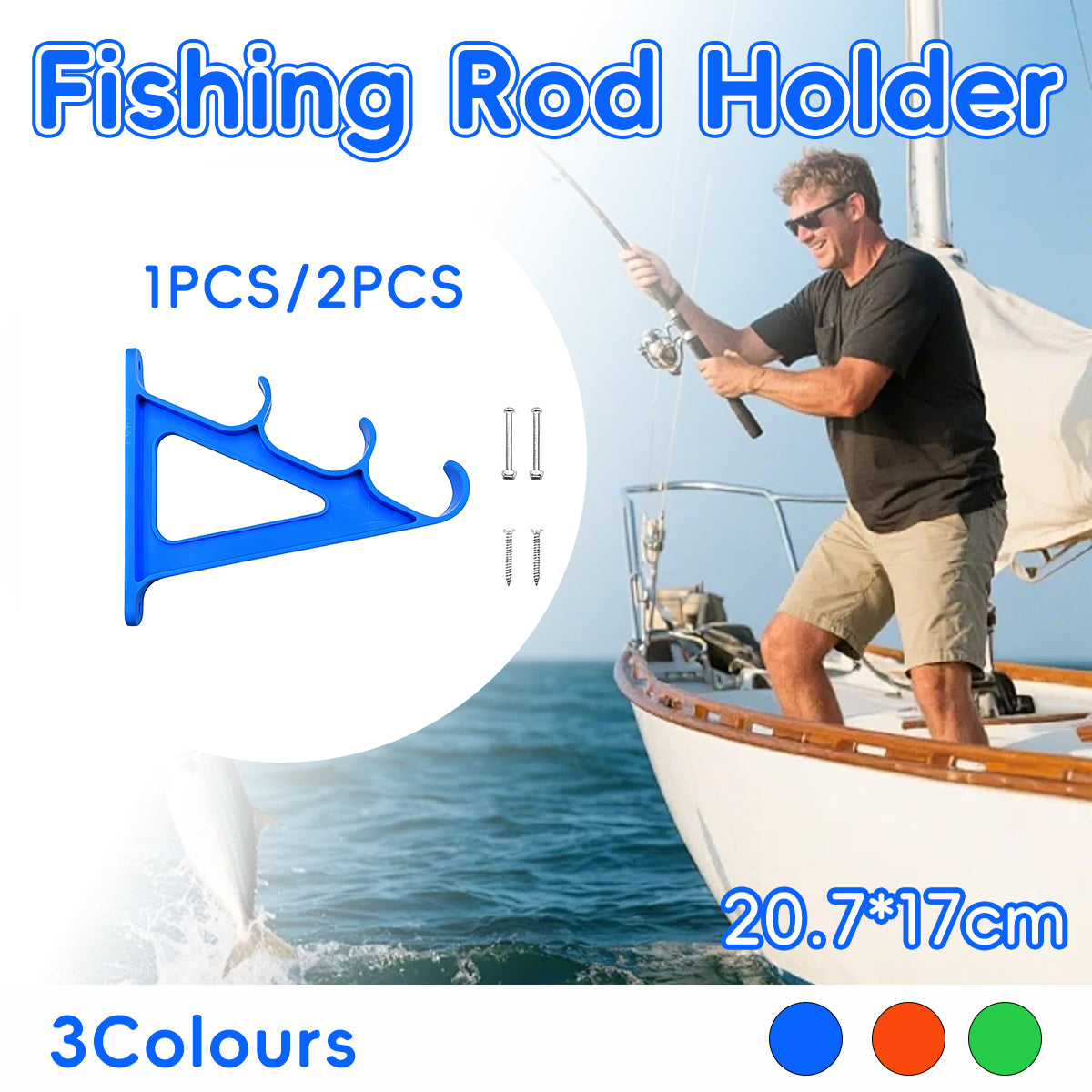 Fishing Rod Holder Wall Mount 3-Position Rod Rack