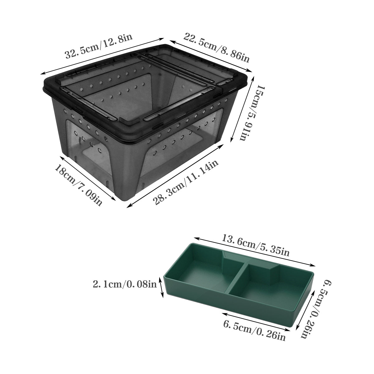 Reptile Breeder Box Transparent Insect Terrarium With Feeding Bowl
