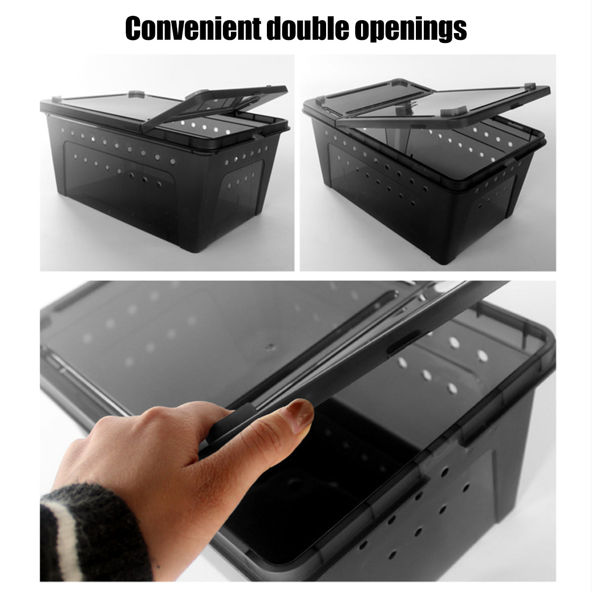 Reptile Breeder Box Transparent Insect Terrarium With Feeding Bowl