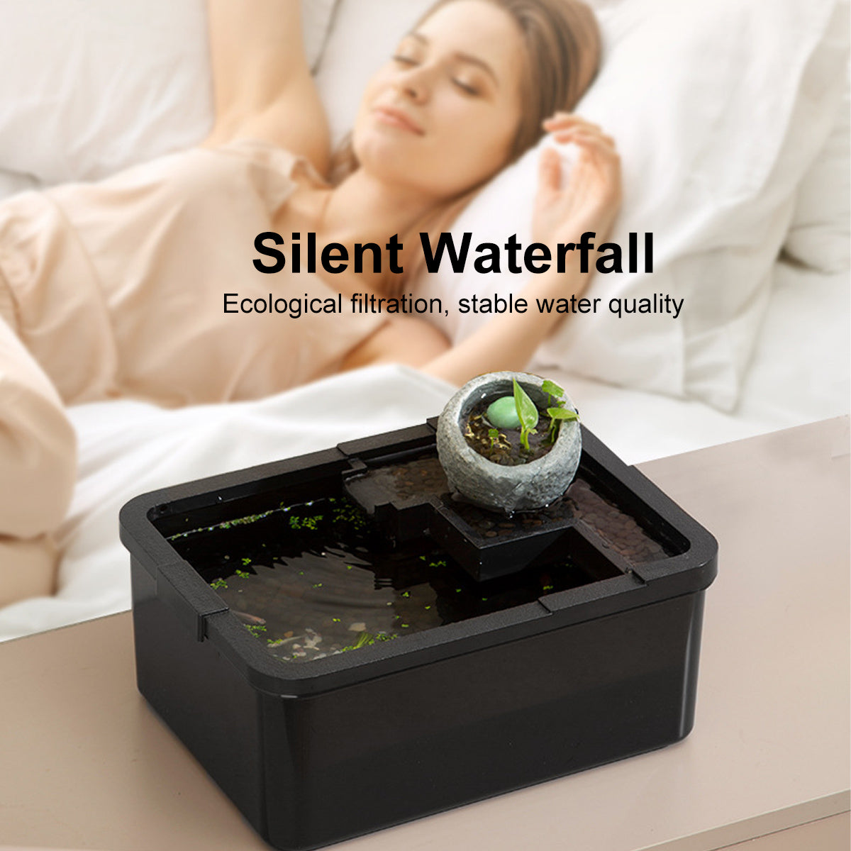 Modern Desktop Fish Tank with Water Circulation and LED Light