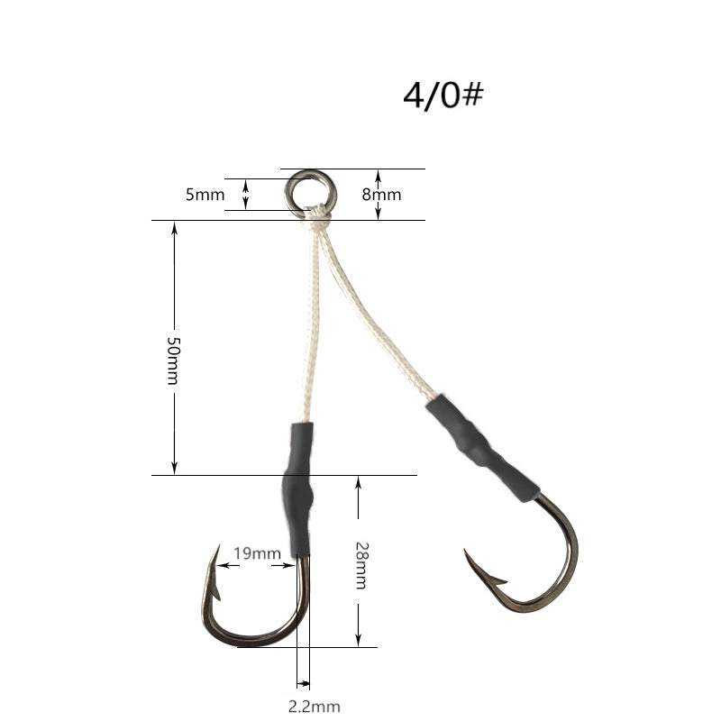4PCS Twin Assist Jig Hooks for Micro & Slow Pitch Jigs