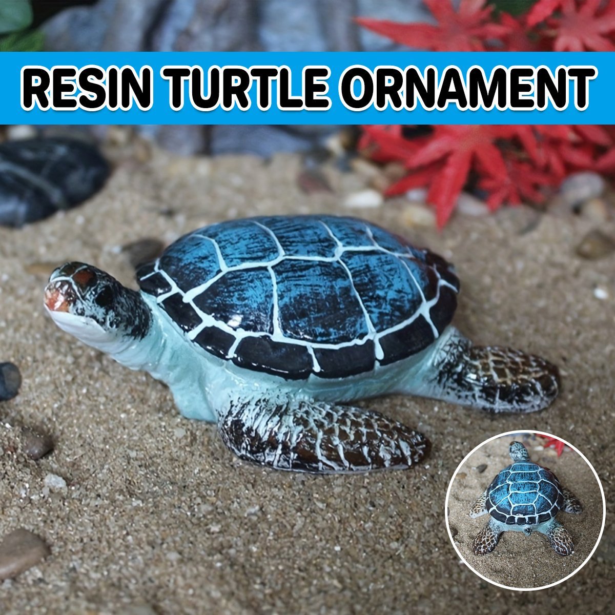 Resin Sea Turtle Aquarium Ornament Underwater Decor for Home and Fish Tank
