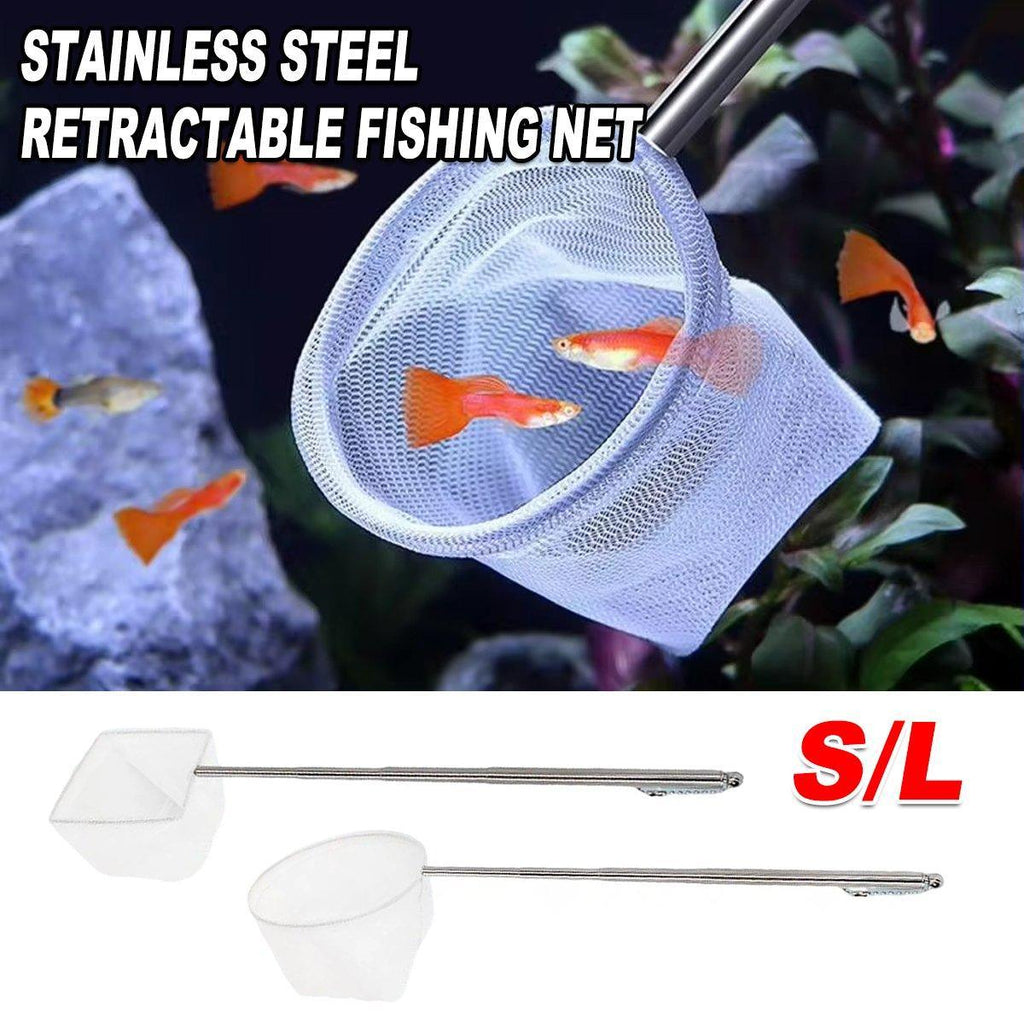 Retractable In Fish Stainless Steel Retractable Aquarium Fish Net - Telescopic Fish Scoop