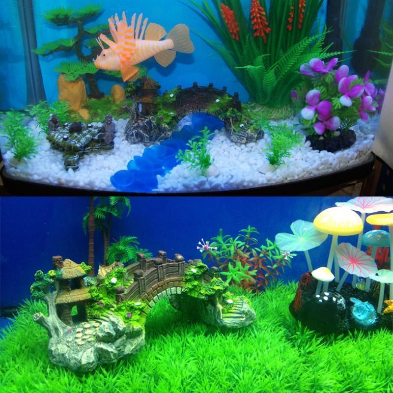 Aquarium Rocks Aquarium Bridge Resin Rock Pavilion Decoration 2 Sizes