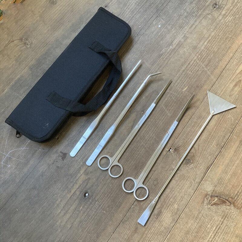 Aquarium Tool Kit Stainless Steel Aquatic Plant Tweezers Scissors Spatula Set