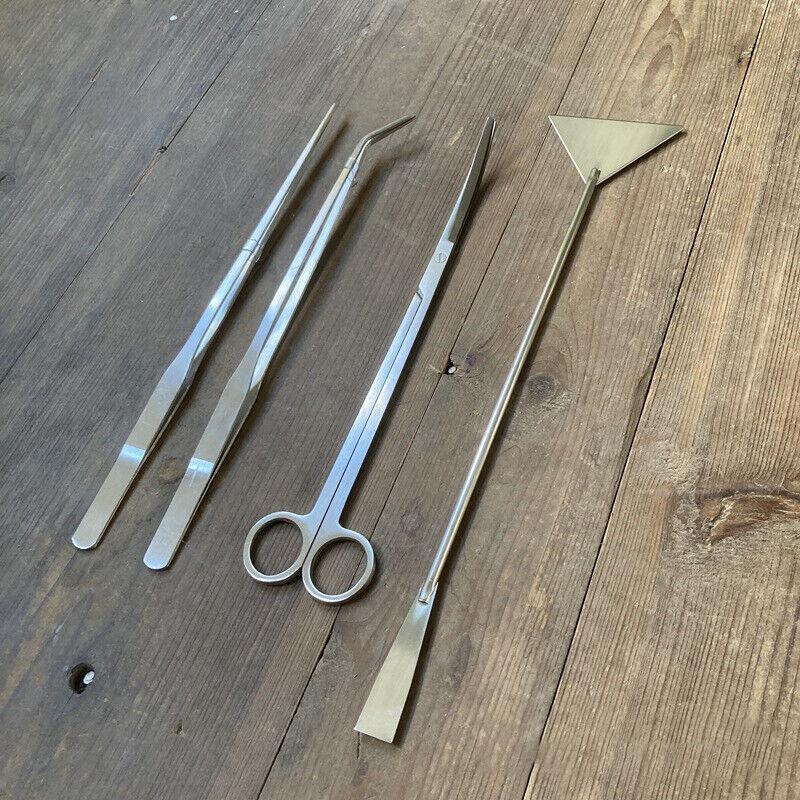 Aquarium Tool Kit Stainless Steel Aquatic Plant Tweezers Scissors Spatula Set