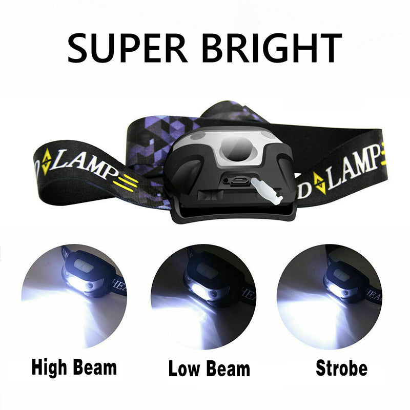 Rechargeable Induction Headlamp Motion Sensor LED Light