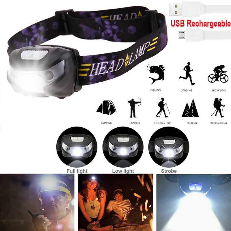 Rechargeable Induction Headlamp Motion Sensor LED Light