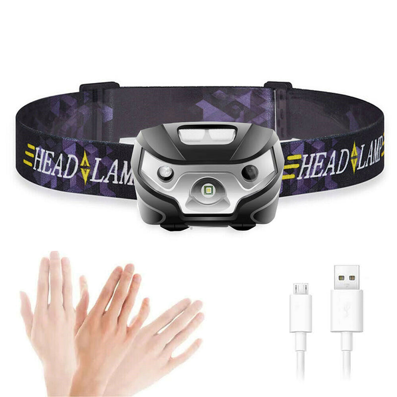 Rechargeable Induction Headlamp Motion Sensor LED Light