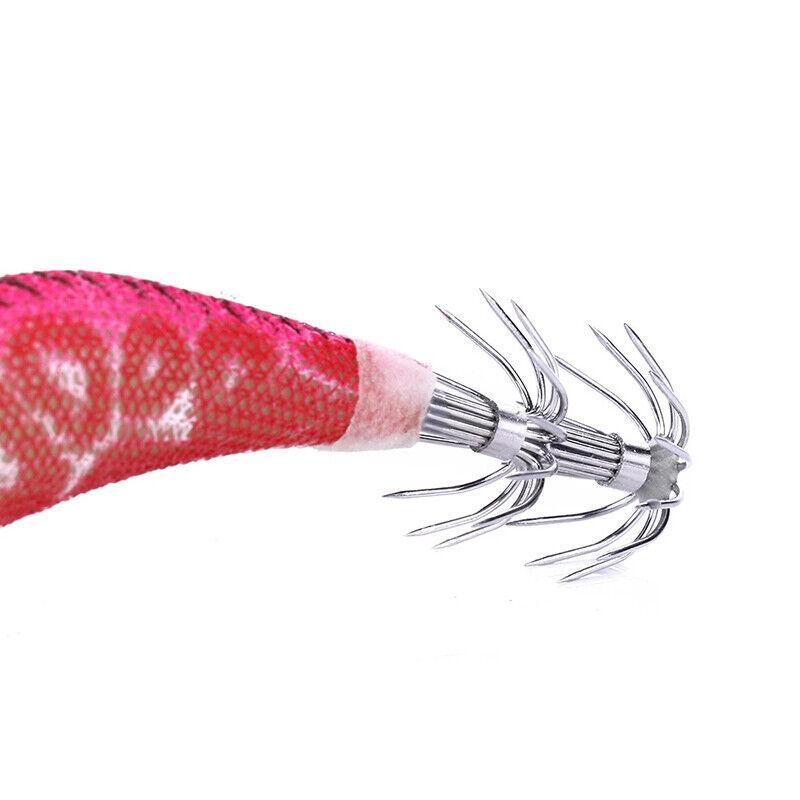 4PCS Squid Jigs Lure 2.0 Egi with Glow Tail Dual Hook Tackle