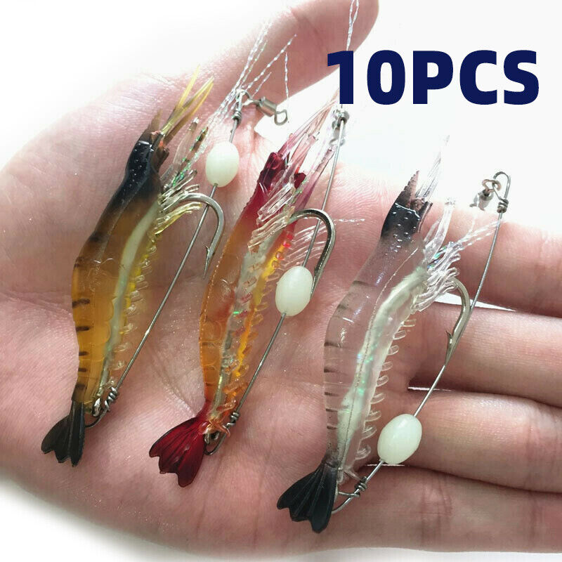 10PCS Luminous Shrimp Fishing Lures Set Saltwater & Freshwater
