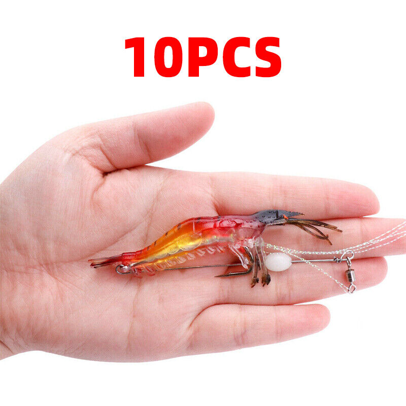 10PCS Luminous Shrimp Fishing Lures Set Saltwater & Freshwater