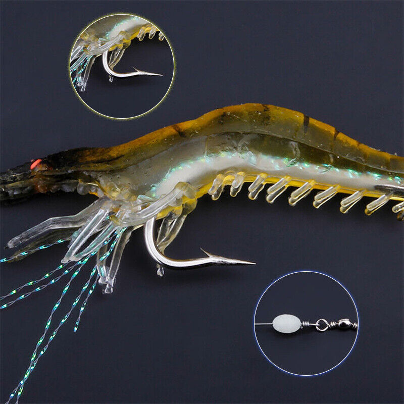 10PCS Luminous Shrimp Fishing Lures Set Saltwater & Freshwater