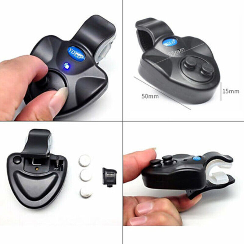 4PCS Electronic Fish Bite Sound Alarm LED Light Alert Bell Clip-On Fishing Rod