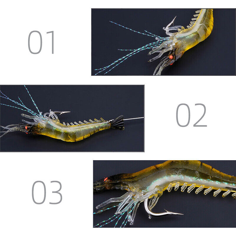 10PCS Luminous Shrimp Fishing Lures Set Saltwater & Freshwater