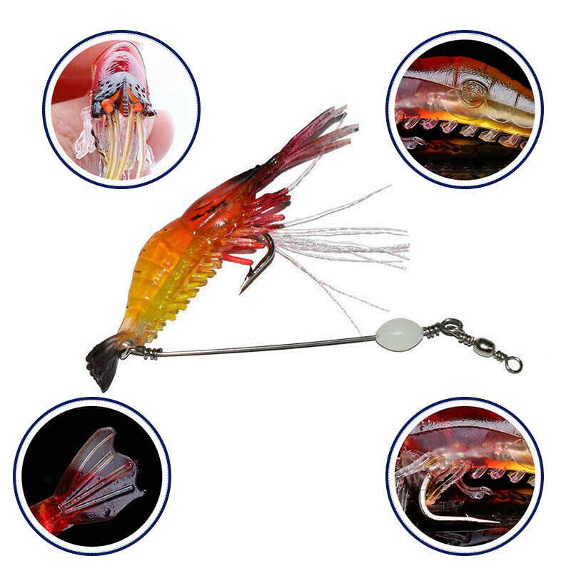 10PCS Luminous Shrimp Fishing Lures Set Saltwater & Freshwater