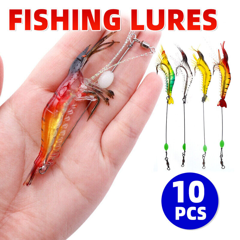 10PCS Luminous Shrimp Fishing Lures Set Saltwater & Freshwater