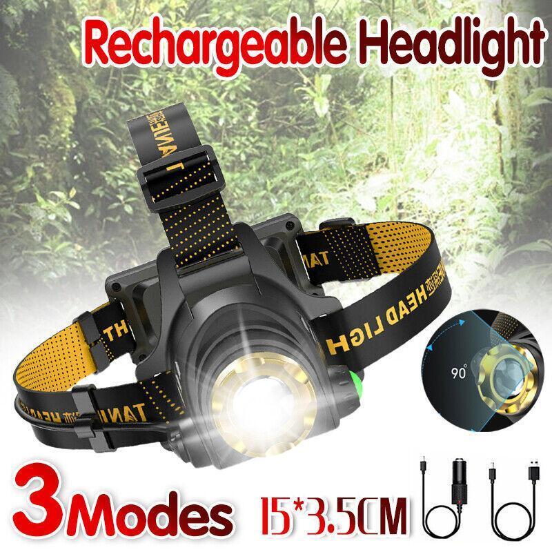 Rechargeable LED Headlamp Zoomable Waterproof Head Torch