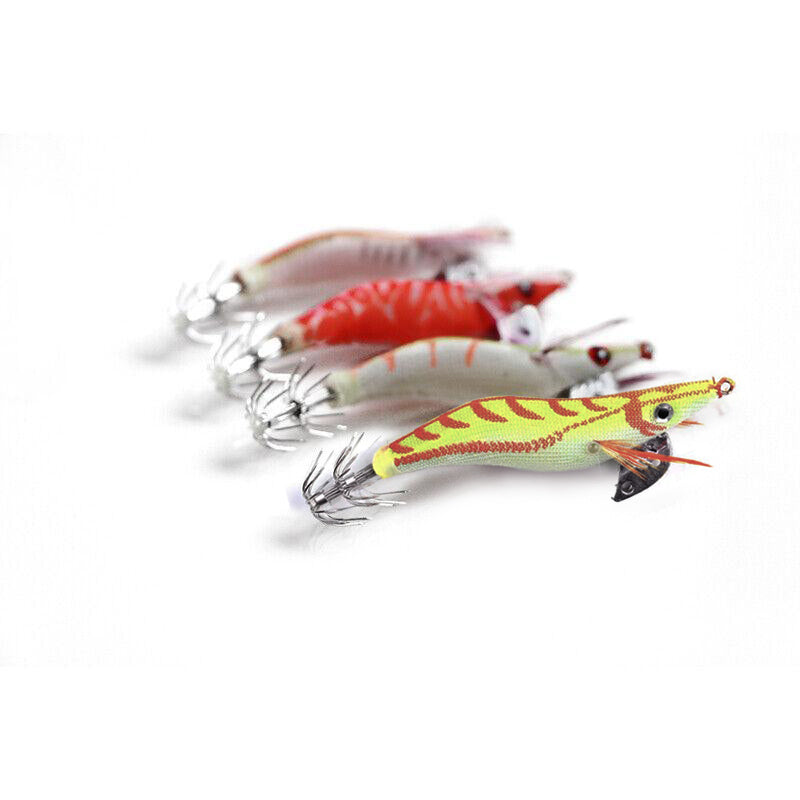 4PCS Squid Jigs Lure 2.0 Egi with Glow Tail Dual Hook Tackle