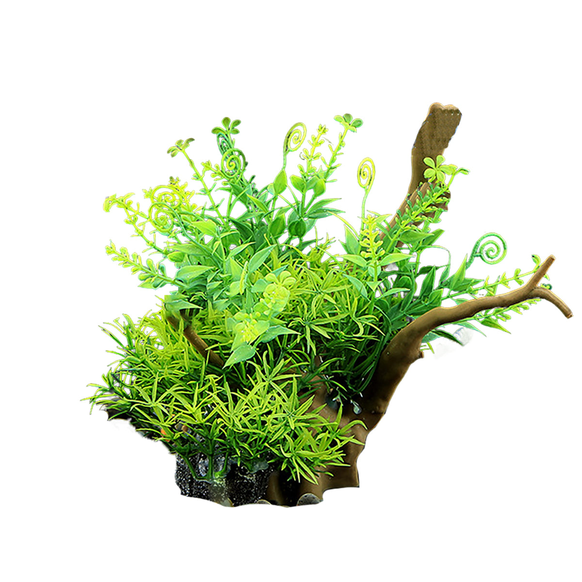 Aquarium Decoration Set with Artificial Wood and Water Grass