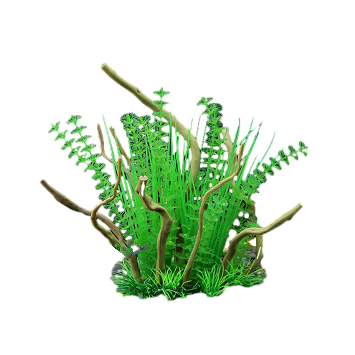 Aquarium Decoration Set with Artificial Wood and Water Grass