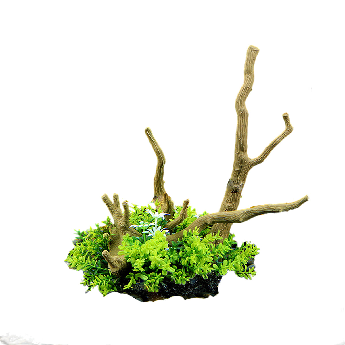 Aquarium Decoration Set with Artificial Wood and Water Grass
