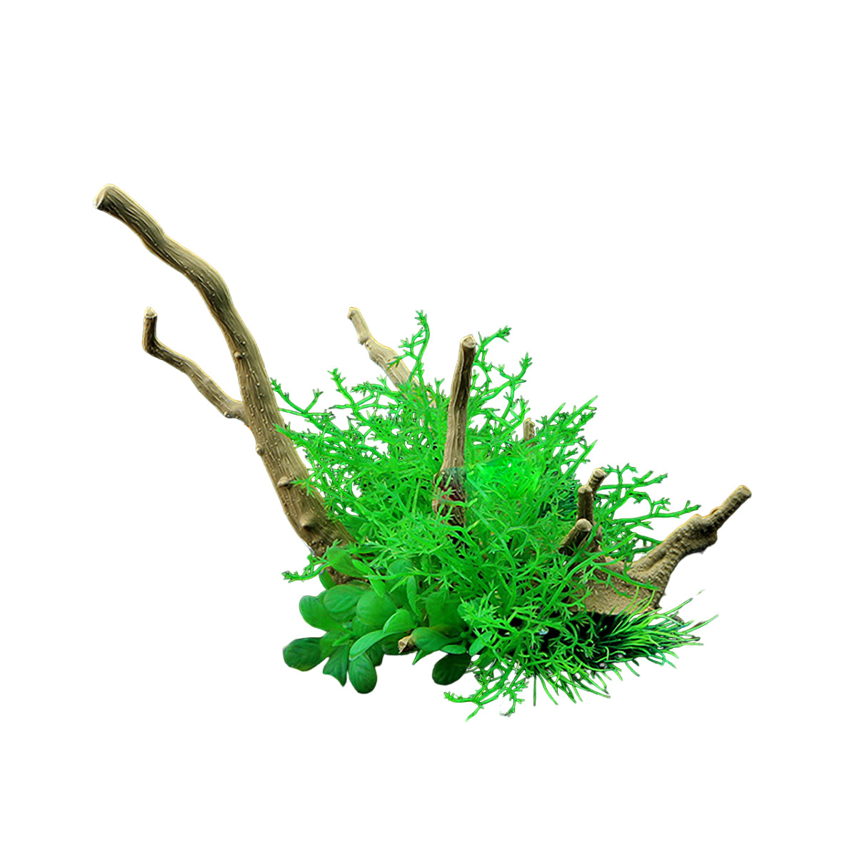 Aquarium Decoration Set with Artificial Wood and Water Grass