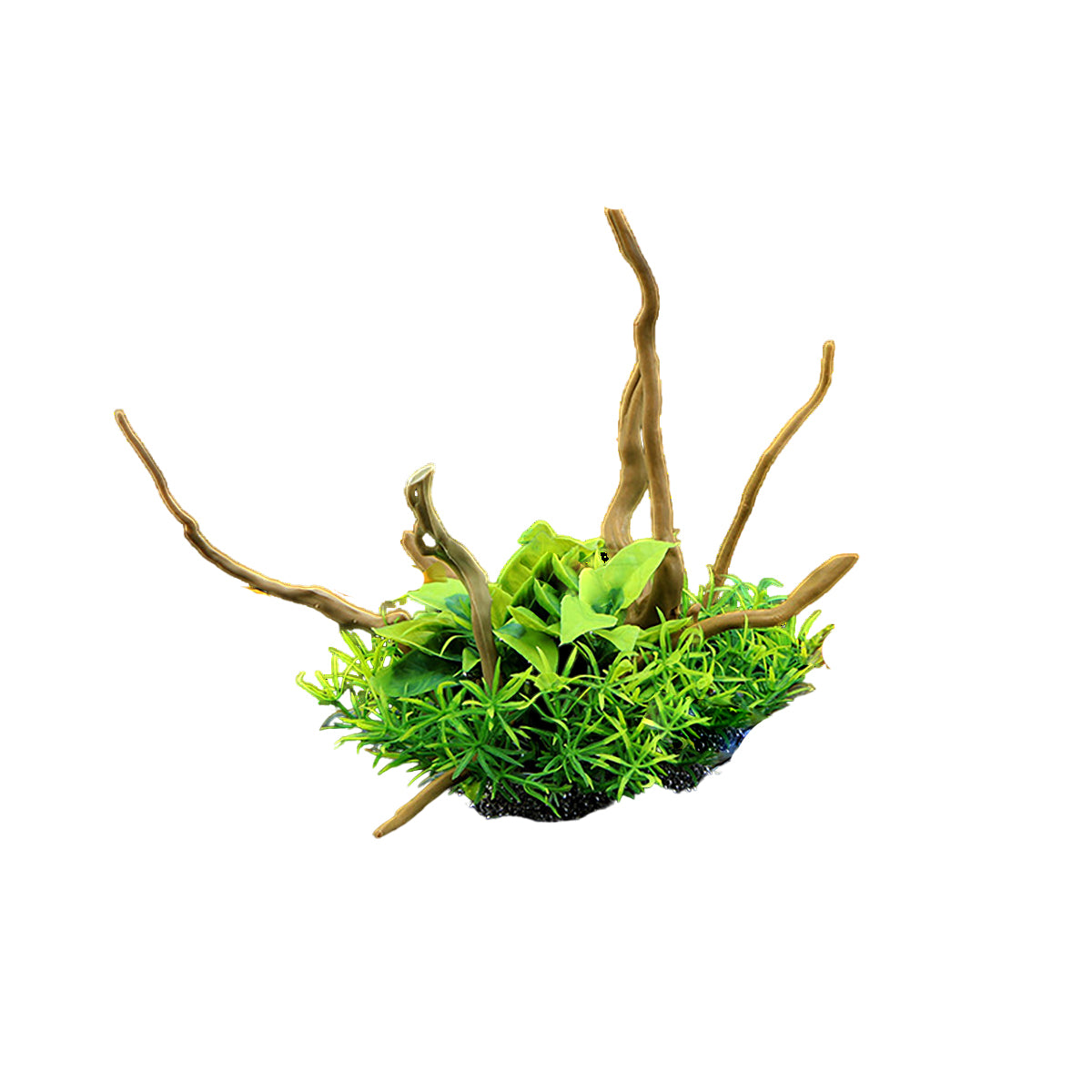 Aquarium Decoration Set with Artificial Wood and Water Grass