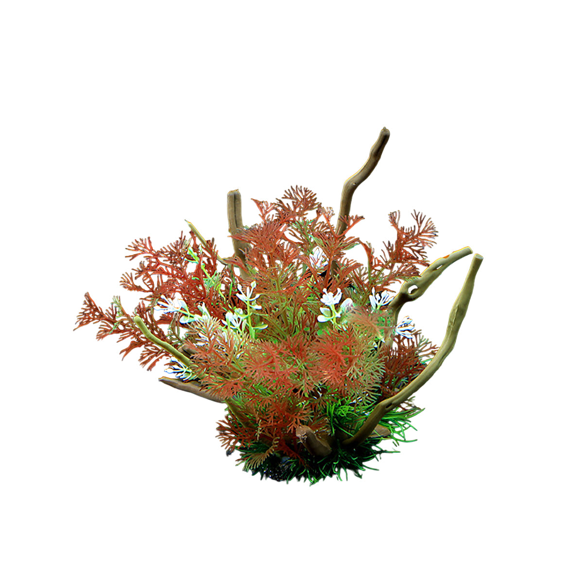 Aquarium Decoration Set with Artificial Wood and Water Grass