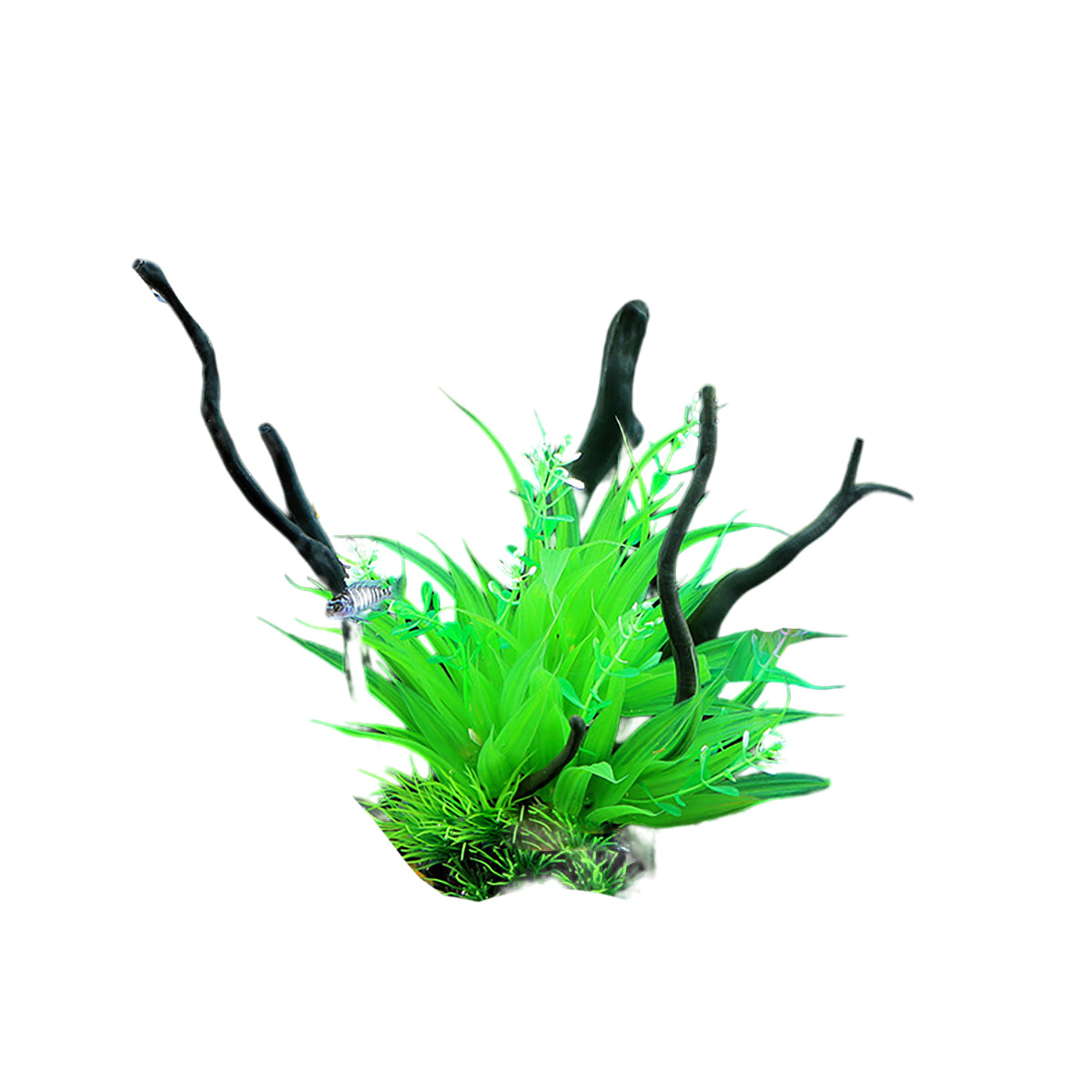 Aquarium Decoration Set with Artificial Wood and Water Grass