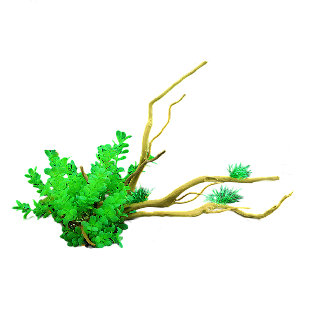 Aquarium Decoration Set with Artificial Wood and Water Grass