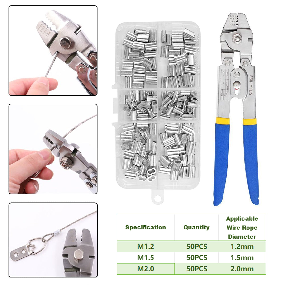 8-shaped Wire Rope Crimping Tool Pliers Swaging Swager Crimper Loop Sleeve